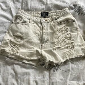 Cream White Jean Shorts
